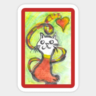 Cat in yellow and red - 2 Sticker